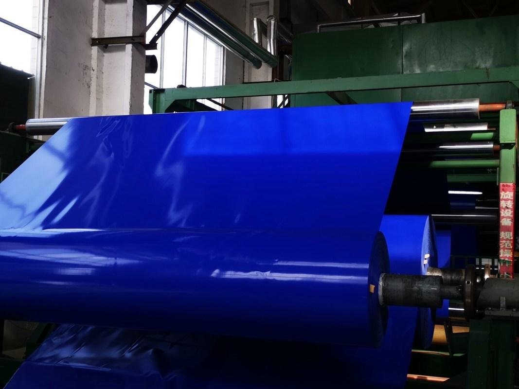 PVC coated fabric roll in production